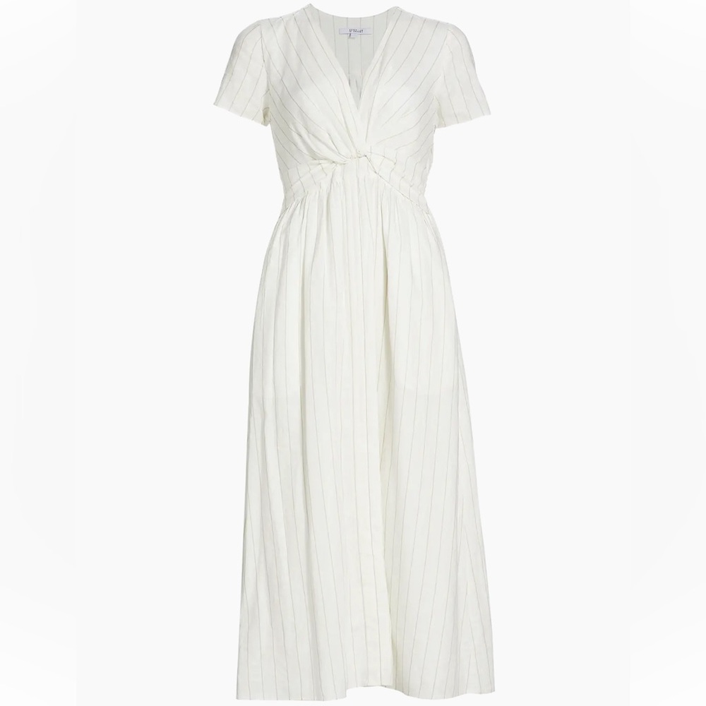 Derek Lam Cream V-Neck Maxi Dress with Knot Waist